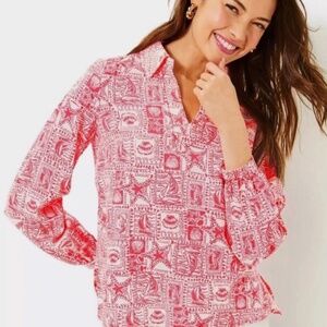 Lilly Pulitzer Kids Red and White Patterned Blouse